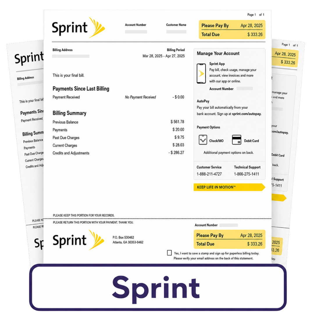Sample Sprint bill